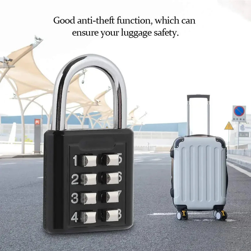 8 Digits Password Code Outdoor Waterproof Combination Padlock Zinc Alloy Suitcase For Luggage Travel Smart Lock Keyed Anti-thief