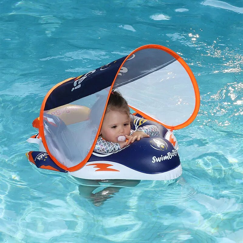 Anel de natação em forma de foguete toldo destacável inflável anel de natação infantil anel de natação do bebê